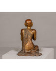 Thai 1900s Gilt and Polychrome Hand Carved Sculpture of Seated Buddhist Monk-13. Asian & Chinese Furniture, Art, Antiques, Vintage Home Décor for sale at FEA Home