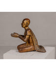 Thai 1900s Gilt and Polychrome Hand Carved Sculpture of Seated Buddhist Monk-14. Asian & Chinese Furniture, Art, Antiques, Vintage Home Décor for sale at FEA Home