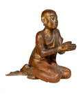 Thai 1900s Gilt and Polychrome Hand Carved Sculpture of Seated Buddhist Monk-15. Asian & Chinese Furniture, Art, Antiques, Vintage Home Décor for sale at FEA Home