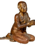 Thai 1900s Gilt and Polychrome Hand Carved Sculpture of Seated Buddhist Monk-1. Asian & Chinese Furniture, Art, Antiques, Vintage Home Décor for sale at FEA Home