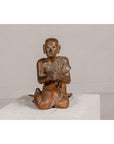 Thai 1900s Gilt and Polychrome Hand Carved Sculpture of Seated Buddhist Monk-2. Asian & Chinese Furniture, Art, Antiques, Vintage Home Décor for sale at FEA Home