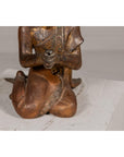 Thai 1900s Gilt and Polychrome Hand Carved Sculpture of Seated Buddhist Monk-5. Asian & Chinese Furniture, Art, Antiques, Vintage Home Décor for sale at FEA Home