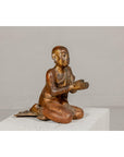 Thai 1900s Gilt and Polychrome Hand Carved Sculpture of Seated Buddhist Monk-7. Asian & Chinese Furniture, Art, Antiques, Vintage Home Décor for sale at FEA Home