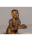 Thai 1900s Gilt and Polychrome Hand Carved Sculpture of Seated Buddhist Monk-8. Asian & Chinese Furniture, Art, Antiques, Vintage Home Décor for sale at FEA Home