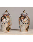 Arita Style Lidded Jars with Gold, Blue and Orange Floral Motifs-13. Asian & Chinese Furniture, Art, Antiques, Vintage Home Décor for sale at FEA Home