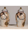 Arita Style Lidded Jars with Gold, Blue and Orange Floral Motifs-14. Asian & Chinese Furniture, Art, Antiques, Vintage Home Décor for sale at FEA Home