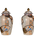 Arita Style Lidded Jars with Gold, Blue and Orange Floral Motifs-2. Asian & Chinese Furniture, Art, Antiques, Vintage Home Décor for sale at FEA Home