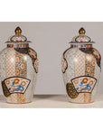 Arita Style Lidded Jars with Gold, Blue and Orange Floral Motifs-3. Asian & Chinese Furniture, Art, Antiques, Vintage Home Décor for sale at FEA Home