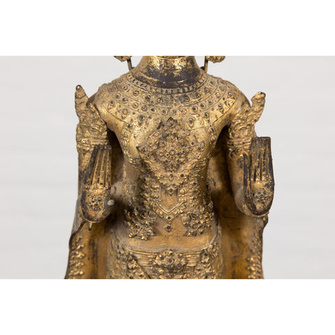 19th Century Gilded Bronze Tabletop Temple Statue-YN5534-10. Asian & Chinese Furniture, Art, Antiques, Vintage Home Décor for sale at FEA Home