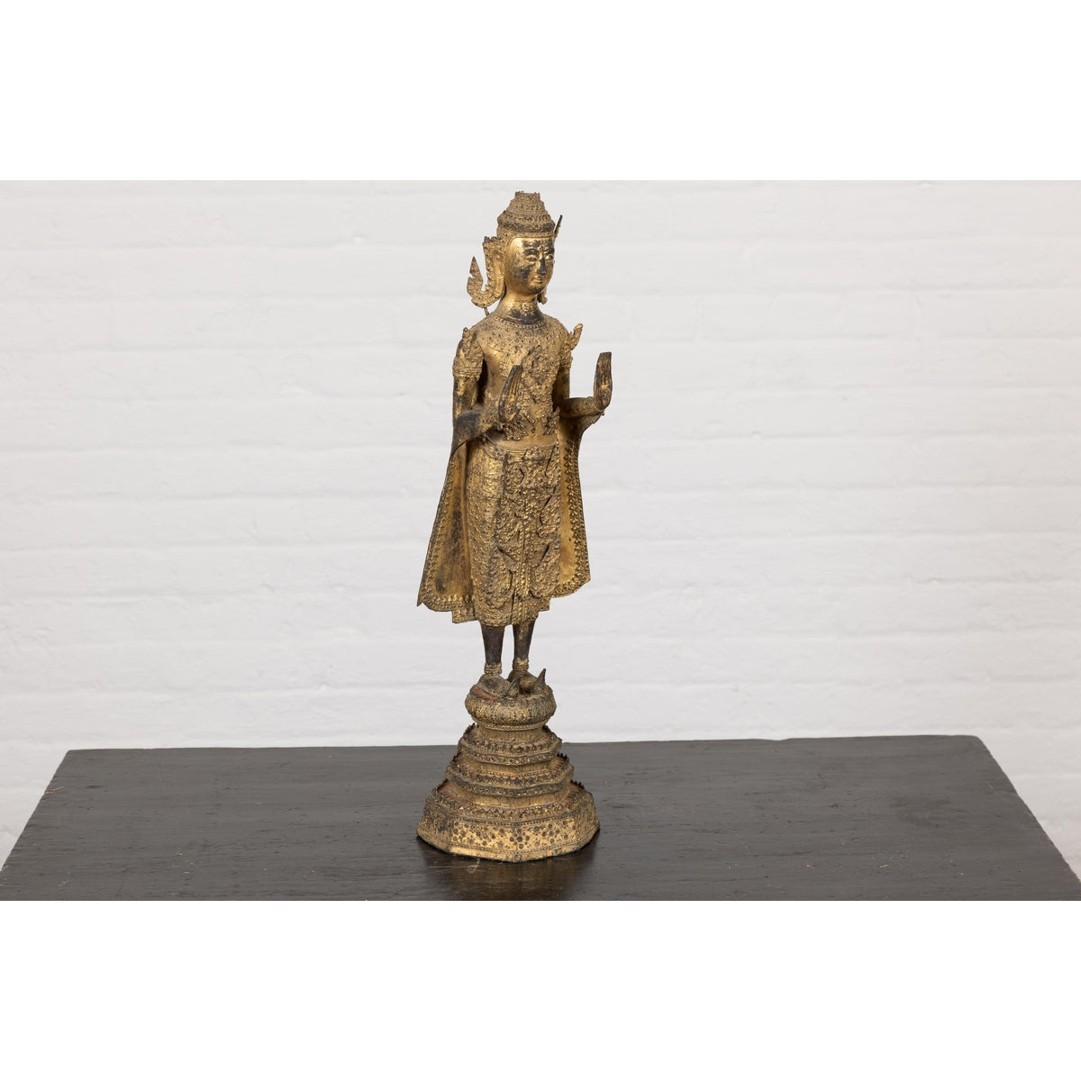 19th Century Gilded Bronze Tabletop Temple Statue-12. Asian & Chinese Furniture, Art, Antiques, Vintage Home Décor for sale at FEA Home