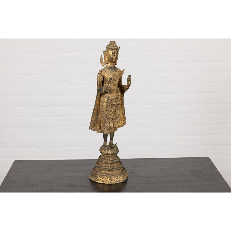 19th Century Gilded Bronze Tabletop Temple Statue-YN5534-12. Asian & Chinese Furniture, Art, Antiques, Vintage Home Décor for sale at FEA Home