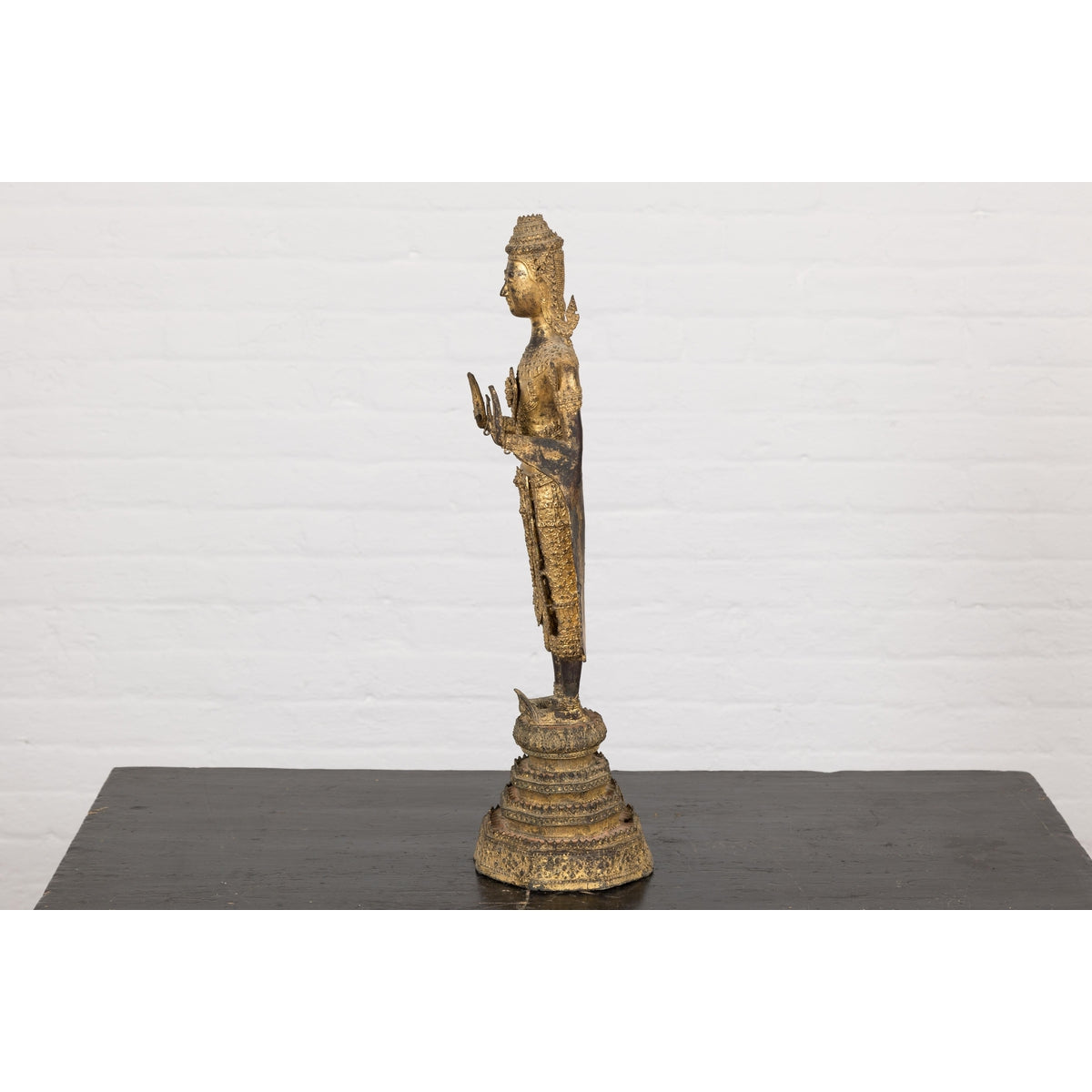 19th Century Gilded Bronze Tabletop Temple Statue-15. Asian & Chinese Furniture, Art, Antiques, Vintage Home Décor for sale at FEA Home