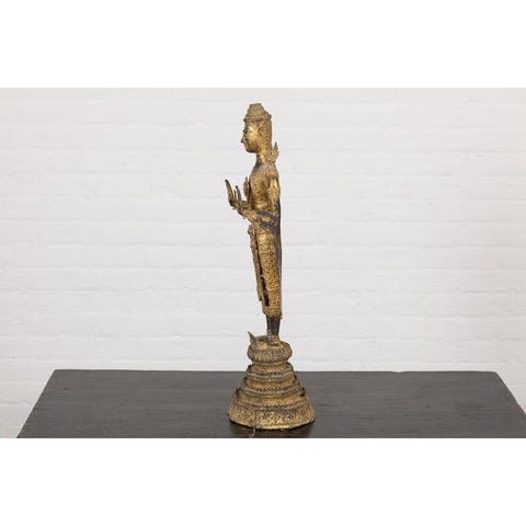 19th Century Gilded Bronze Tabletop Temple Statue-YN5534-15. Asian & Chinese Furniture, Art, Antiques, Vintage Home Décor for sale at FEA Home