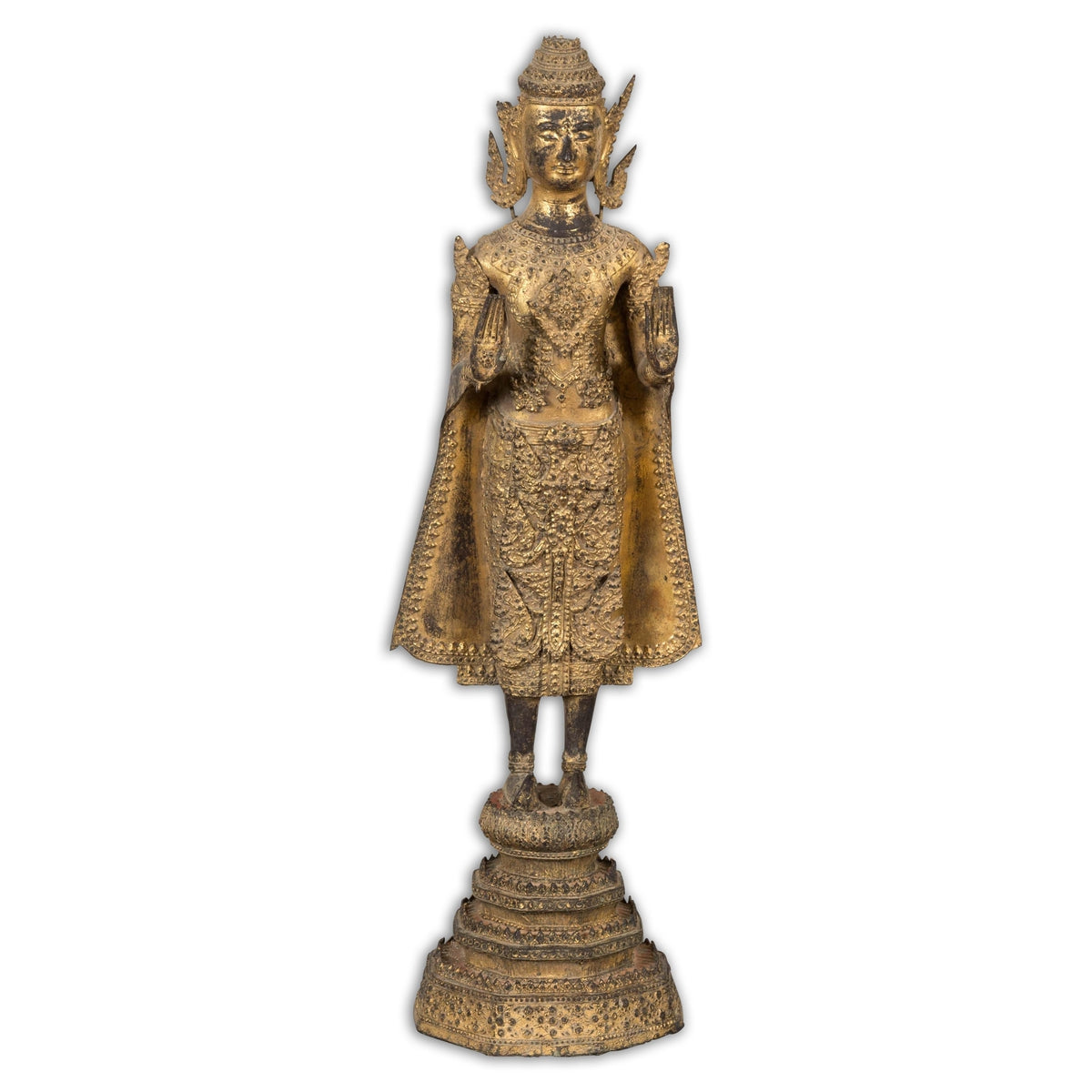 19th Century Gilded Bronze Tabletop Temple Statue-16. Asian & Chinese Furniture, Art, Antiques, Vintage Home Décor for sale at FEA Home