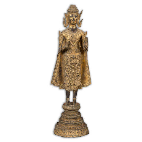 19th Century Gilded Bronze Tabletop Temple Statue-YN5534-16. Asian & Chinese Furniture, Art, Antiques, Vintage Home Décor for sale at FEA Home