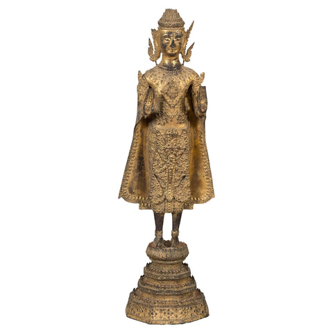 19th Century Gilded Bronze Tabletop Temple Statue-YN5534-1. Asian & Chinese Furniture, Art, Antiques, Vintage Home Décor for sale at FEA Home