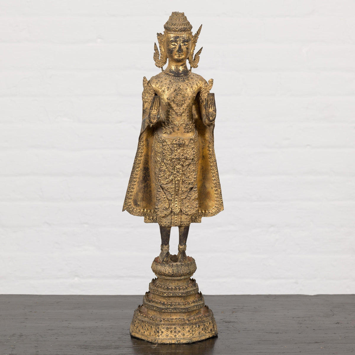 19th Century Gilded Bronze Tabletop Temple Statue-2. Asian & Chinese Furniture, Art, Antiques, Vintage Home Décor for sale at FEA Home
