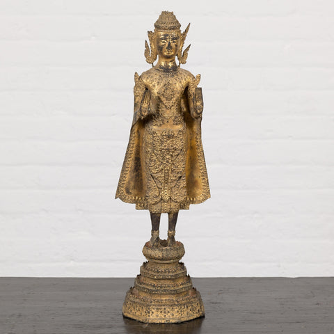 19th Century Gilded Bronze Tabletop Temple Statue-YN5534-2. Asian & Chinese Furniture, Art, Antiques, Vintage Home Décor for sale at FEA Home