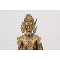 19th Century Gilded Bronze Tabletop Temple Statue