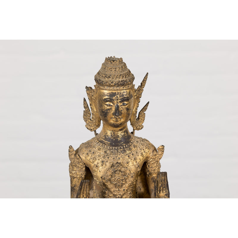 19th Century Gilded Bronze Tabletop Temple Statue-YN5534-5. Asian & Chinese Furniture, Art, Antiques, Vintage Home Décor for sale at FEA Home