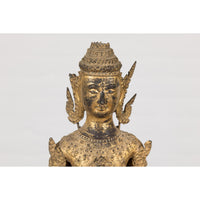 19th Century Gilded Bronze Tabletop Temple Statue