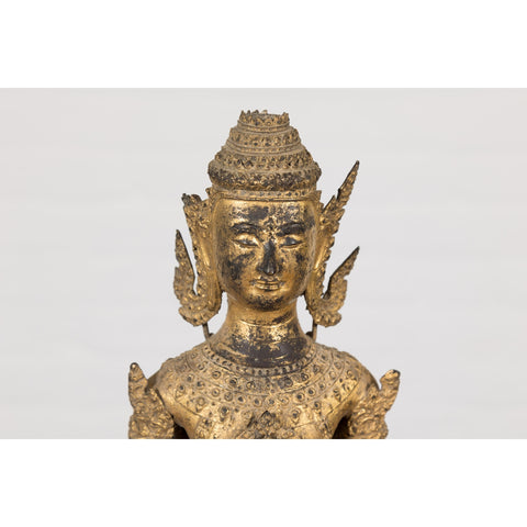 19th Century Gilded Bronze Tabletop Temple Statue-YN5534-9. Asian & Chinese Furniture, Art, Antiques, Vintage Home Décor for sale at FEA Home
