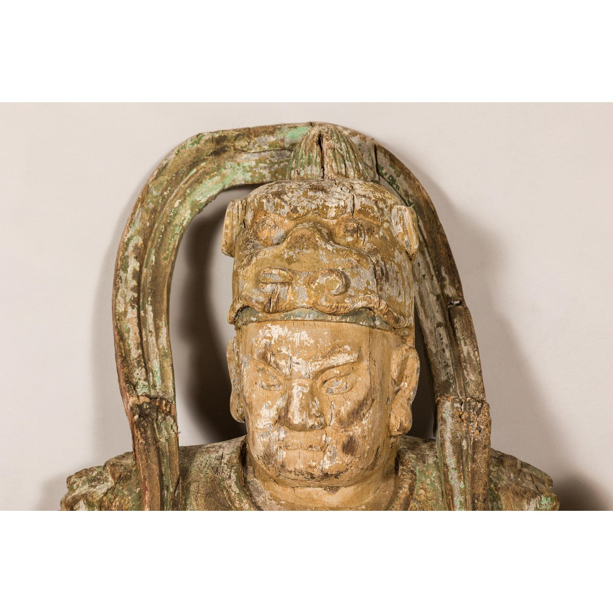 19th Century Carved Polychrome Samurai Sculpture-10. Asian & Chinese Furniture, Art, Antiques, Vintage Home Décor for sale at FEA Home
