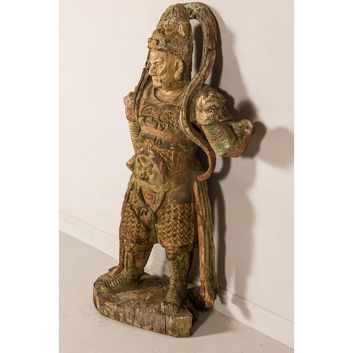 19th Century Carved Polychrome Samurai Sculpture-13. Asian & Chinese Furniture, Art, Antiques, Vintage Home Décor for sale at FEA Home