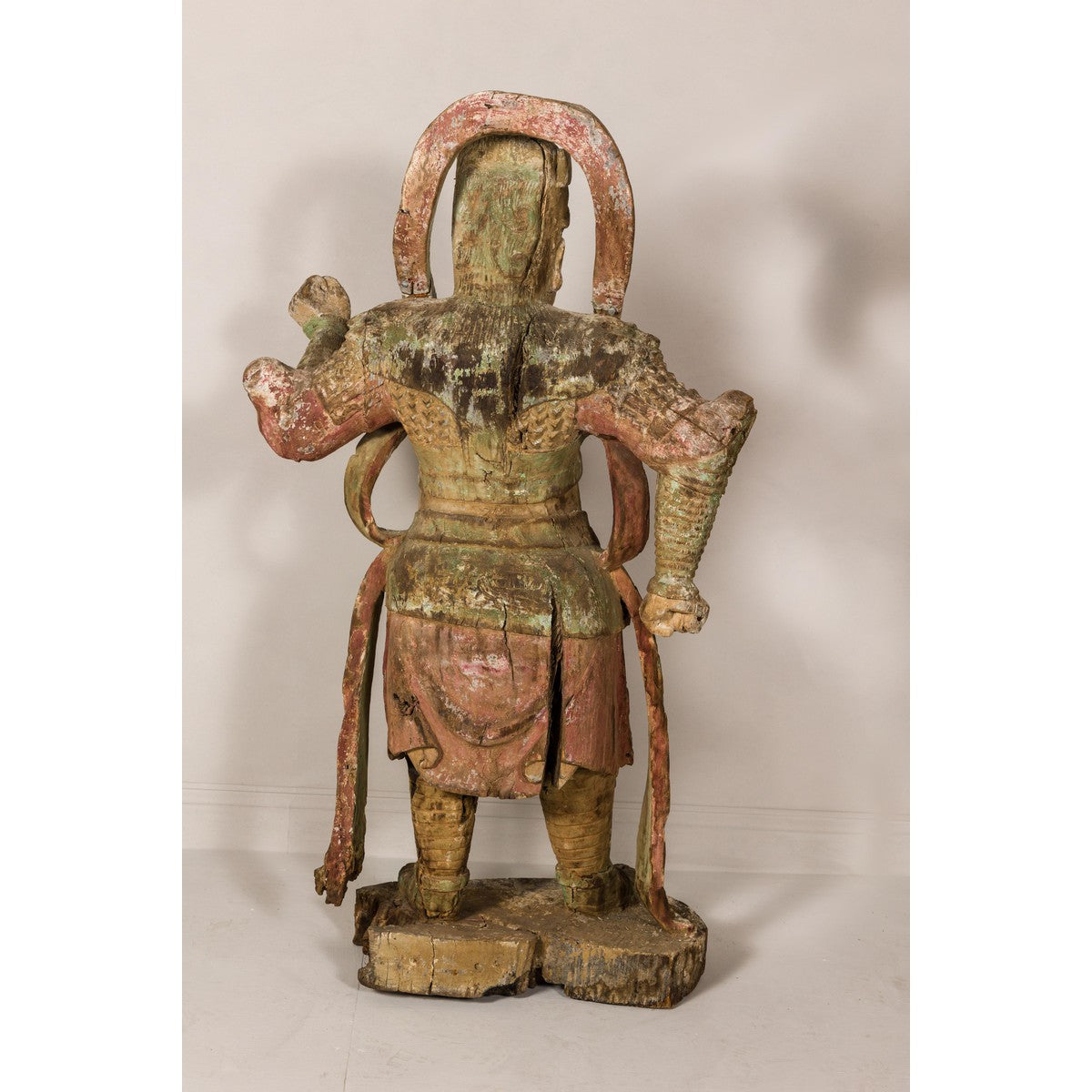 19th Century Carved Polychrome Samurai Sculpture-14. Asian & Chinese Furniture, Art, Antiques, Vintage Home Décor for sale at FEA Home