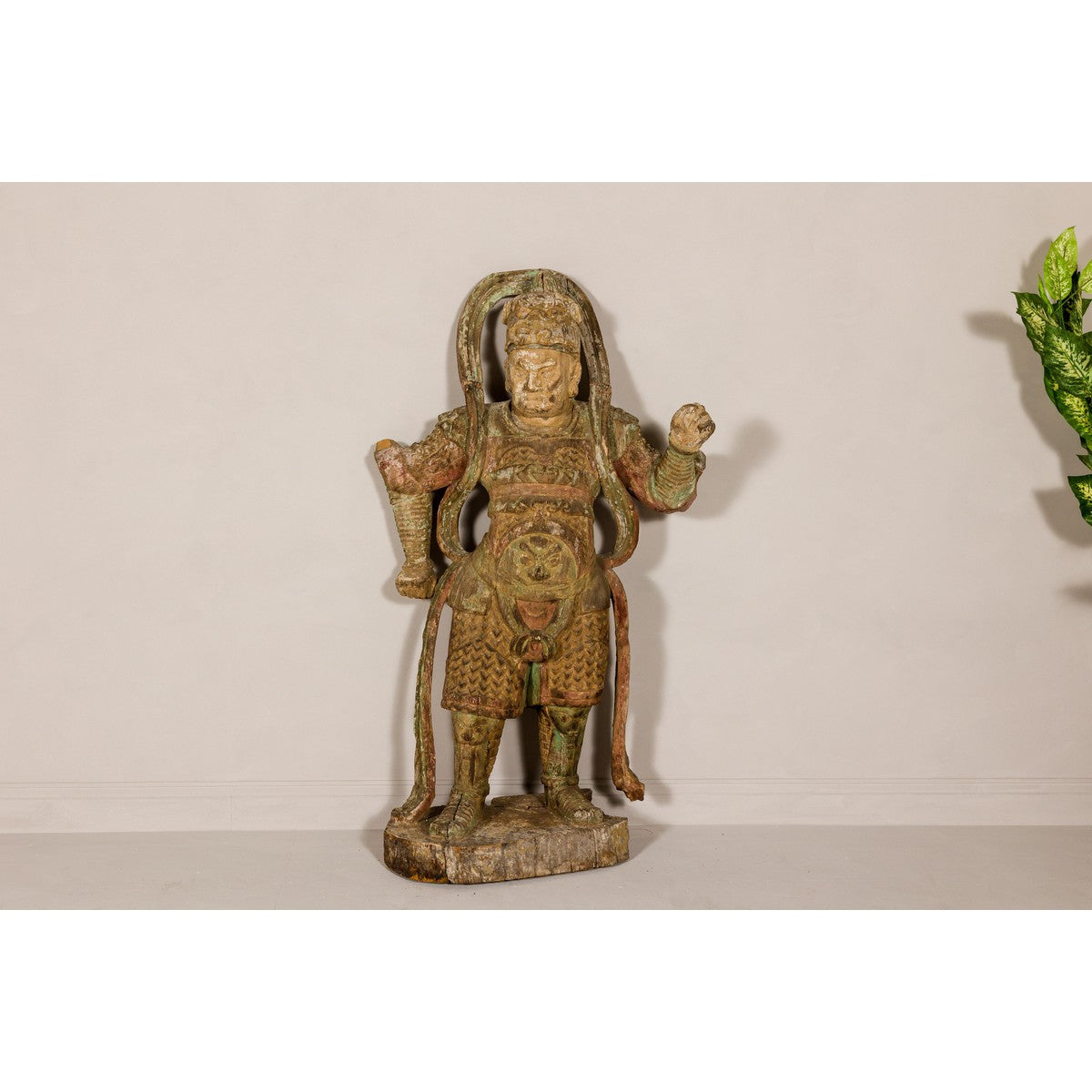 19th Century Carved Polychrome Samurai Sculpture-2. Asian & Chinese Furniture, Art, Antiques, Vintage Home Décor for sale at FEA Home