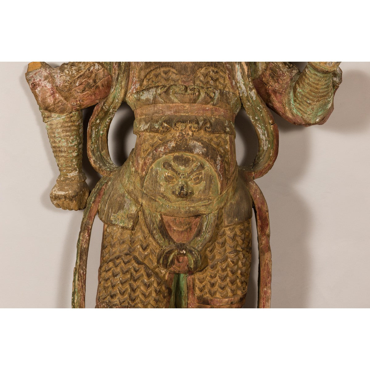 19th Century Carved Polychrome Samurai Sculpture-5. Asian & Chinese Furniture, Art, Antiques, Vintage Home Décor for sale at FEA Home