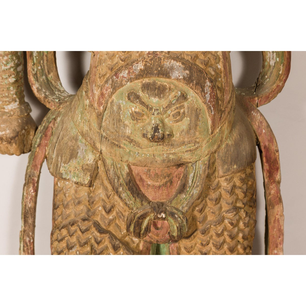 19th Century Carved Polychrome Samurai Sculpture-7. Asian & Chinese Furniture, Art, Antiques, Vintage Home Décor for sale at FEA Home