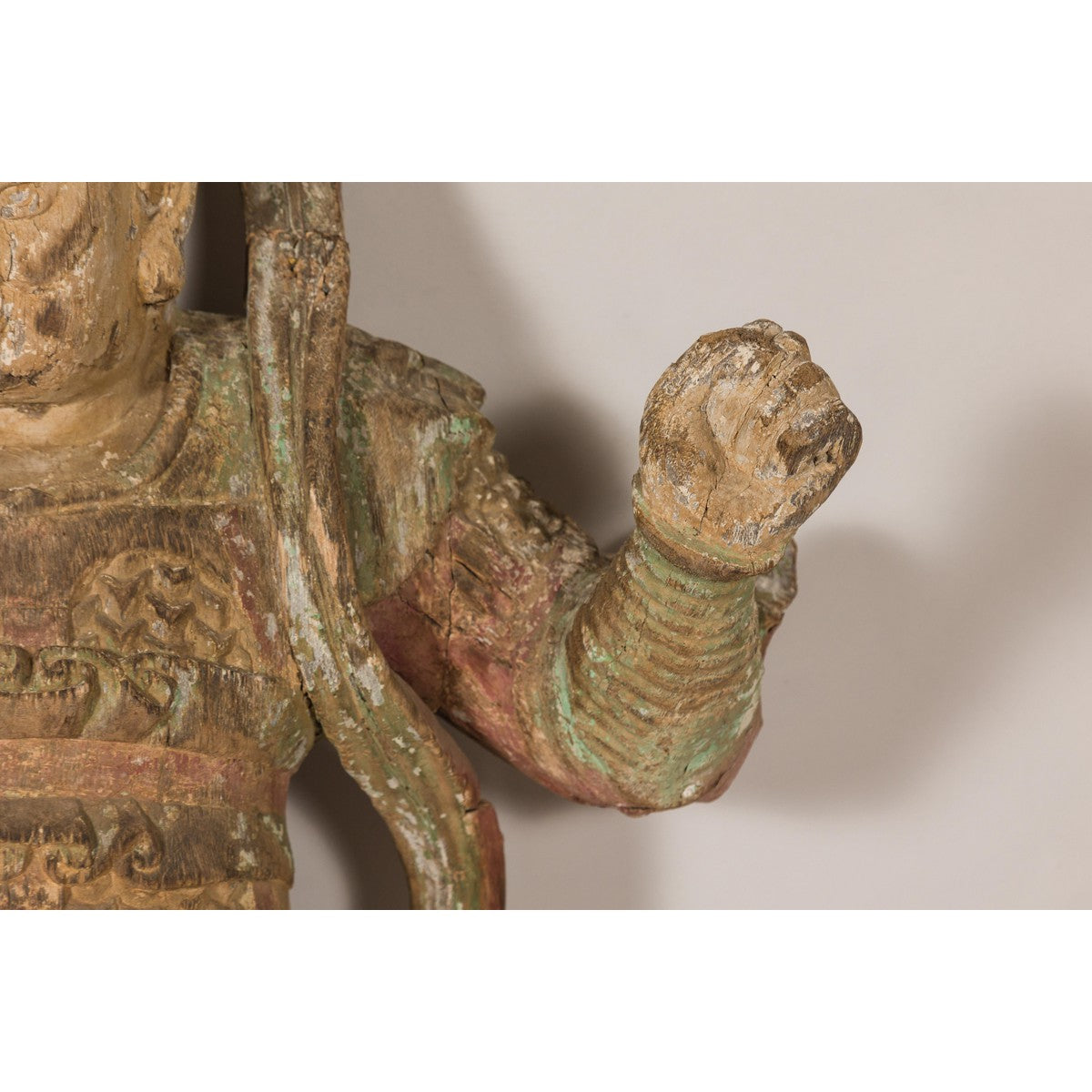 19th Century Carved Polychrome Samurai Sculpture-8. Asian & Chinese Furniture, Art, Antiques, Vintage Home Décor for sale at FEA Home