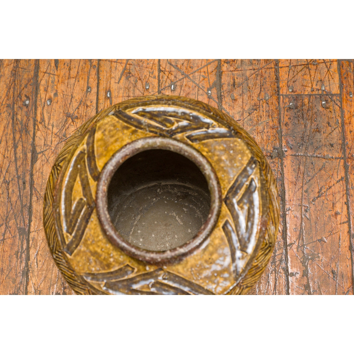 Two-Toned Brown Vase with Archaic Style Figures and Calligraphy Motifs-19. Asian & Chinese Furniture, Art, Antiques, Vintage Home Décor for sale at FEA Home