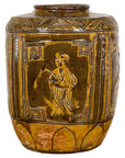 Two-Toned Brown Vase with Archaic Style Figures and Calligraphy Motifs-1. Asian & Chinese Furniture, Art, Antiques, Vintage Home Décor for sale at FEA Home