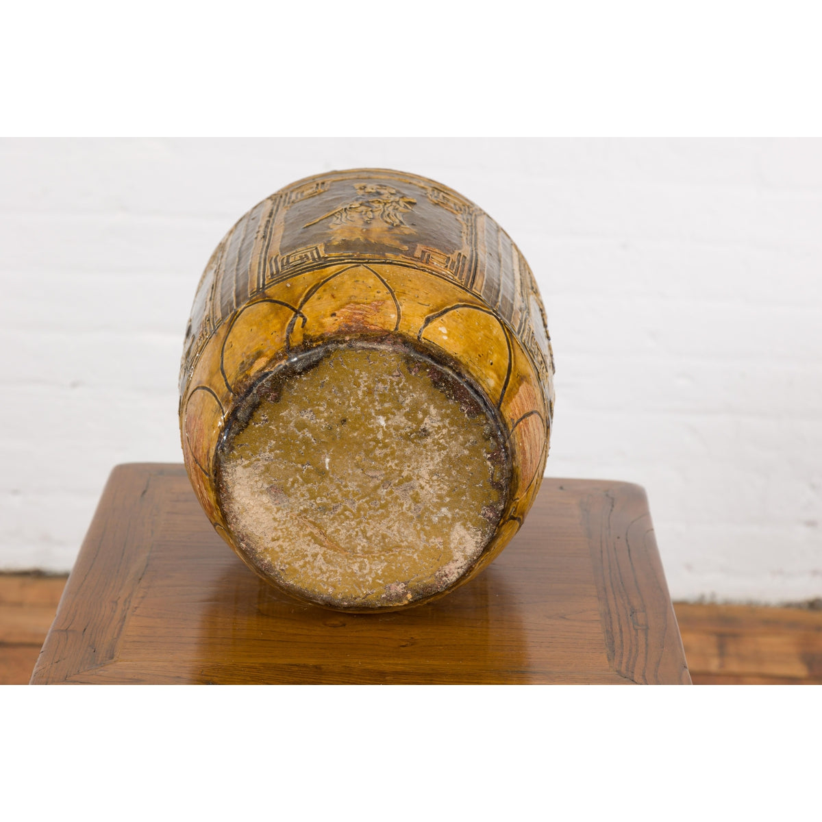 Two-Toned Brown Vase with Archaic Style Figures and Calligraphy Motifs-20. Asian & Chinese Furniture, Art, Antiques, Vintage Home Décor for sale at FEA Home