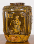 Two-Toned Brown Vase with Archaic Style Figures and Calligraphy Motifs-4. Asian & Chinese Furniture, Art, Antiques, Vintage Home Décor for sale at FEA Home