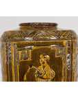 Two-Toned Brown Vase with Archaic Style Figures and Calligraphy Motifs-7. Asian & Chinese Furniture, Art, Antiques, Vintage Home Décor for sale at FEA Home