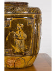 Two-Toned Brown Vase with Archaic Style Figures and Calligraphy Motifs-9. Asian & Chinese Furniture, Art, Antiques, Vintage Home Décor for sale at FEA Home