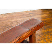 Rustic Long A-Frame Wooden Bench with Cross Stretcher amd Splaying Legs