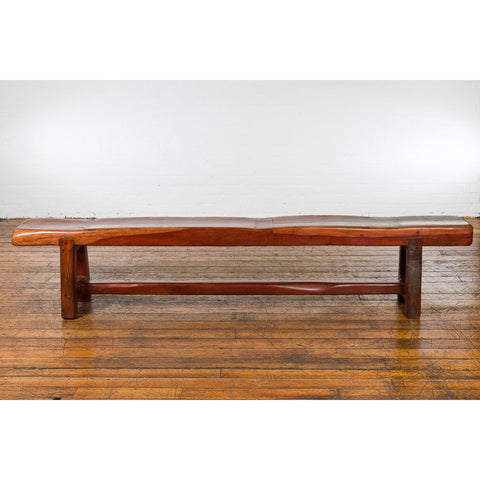 Rustic Long A-Frame Wooden Bench with Cross Stretcher amd Splaying Legs-YN5856-17. Asian & Chinese Furniture, Art, Antiques, Vintage Home Décor for sale at FEA Home