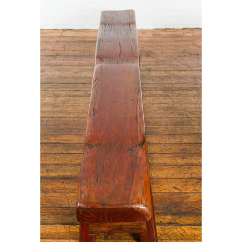 Rustic Long A-Frame Wooden Bench with Cross Stretcher amd Splaying Legs-YN5856-19. Asian & Chinese Furniture, Art, Antiques, Vintage Home Décor for sale at FEA Home