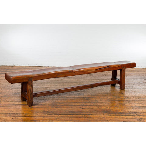 Rustic Long A-Frame Wooden Bench with Cross Stretcher amd Splaying Legs-YN5856-3. Asian & Chinese Furniture, Art, Antiques, Vintage Home Décor for sale at FEA Home
