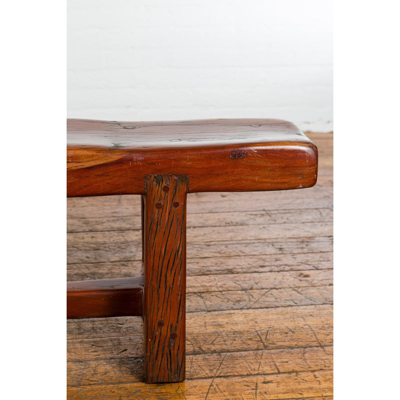 Rustic Long A-Frame Wooden Bench with Cross Stretcher amd Splaying Legs-YN5856-9. Asian & Chinese Furniture, Art, Antiques, Vintage Home Décor for sale at FEA Home