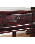 Chinese Antique Lacquered Wooden Desk with Four Drawers and Curling Scrolls-13. Asian & Chinese Furniture, Art, Antiques, Vintage Home Décor for sale at FEA Home