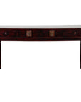 Chinese Antique Lacquered Wooden Desk with Four Drawers and Curling Scrolls-1. Asian & Chinese Furniture, Art, Antiques, Vintage Home Décor for sale at FEA Home