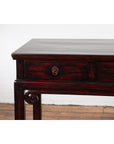 Chinese Antique Lacquered Wooden Desk with Four Drawers and Curling Scrolls-6. Asian & Chinese Furniture, Art, Antiques, Vintage Home Décor for sale at FEA Home