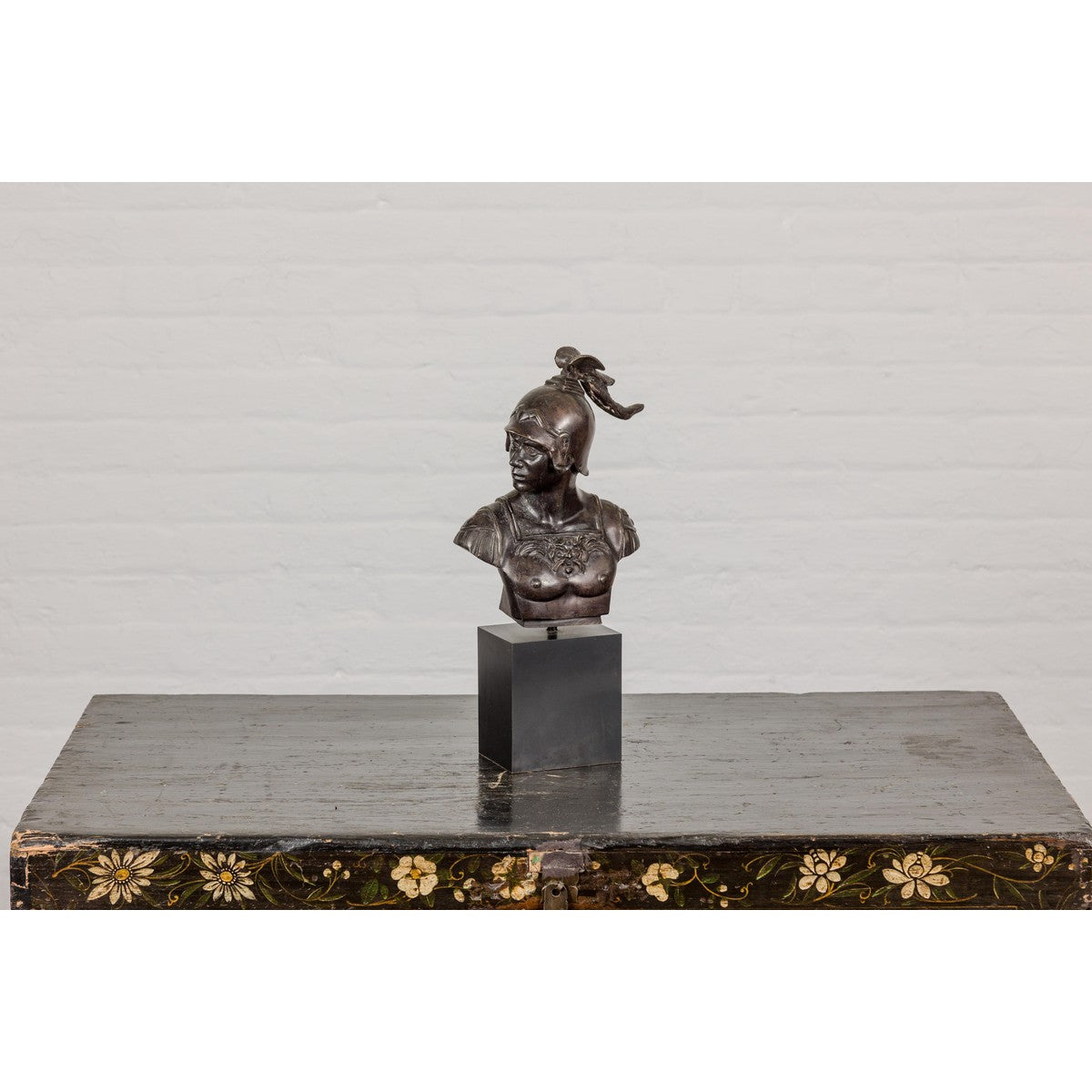 Bronze Greco Roman Style Bust of a Spartan Soldier on Black Wooden Base-10. Asian & Chinese Furniture, Art, Antiques, Vintage Home Décor for sale at FEA Home