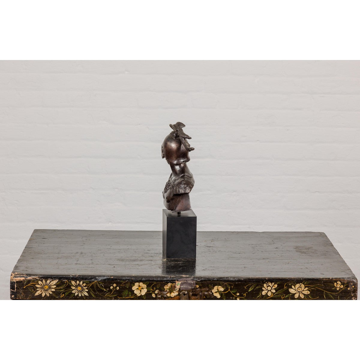 Bronze Greco Roman Style Bust of a Spartan Soldier on Black Wooden Base-13. Asian & Chinese Furniture, Art, Antiques, Vintage Home Décor for sale at FEA Home