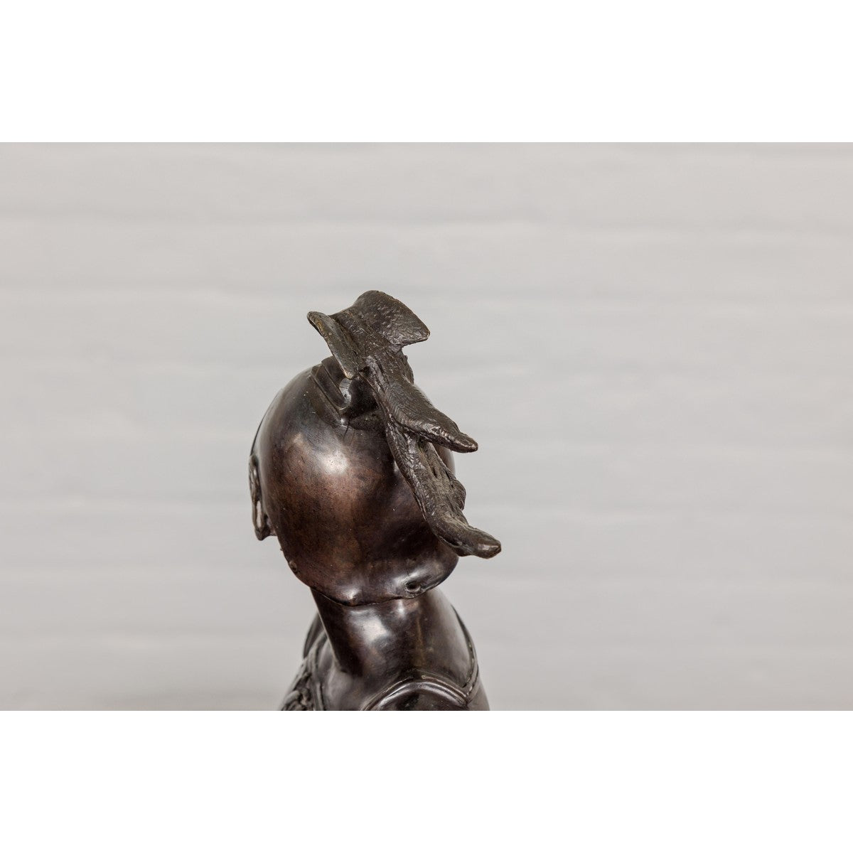 Bronze Greco Roman Style Bust of a Spartan Soldier on Black Wooden Base-14. Asian & Chinese Furniture, Art, Antiques, Vintage Home Décor for sale at FEA Home
